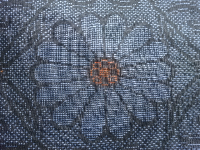 JAPANESE KIMONO / ANTIQUE KIMONO / SILK / DORO OSHIMA TSUMUGI (5 maruki) / WOVEN FLOWER